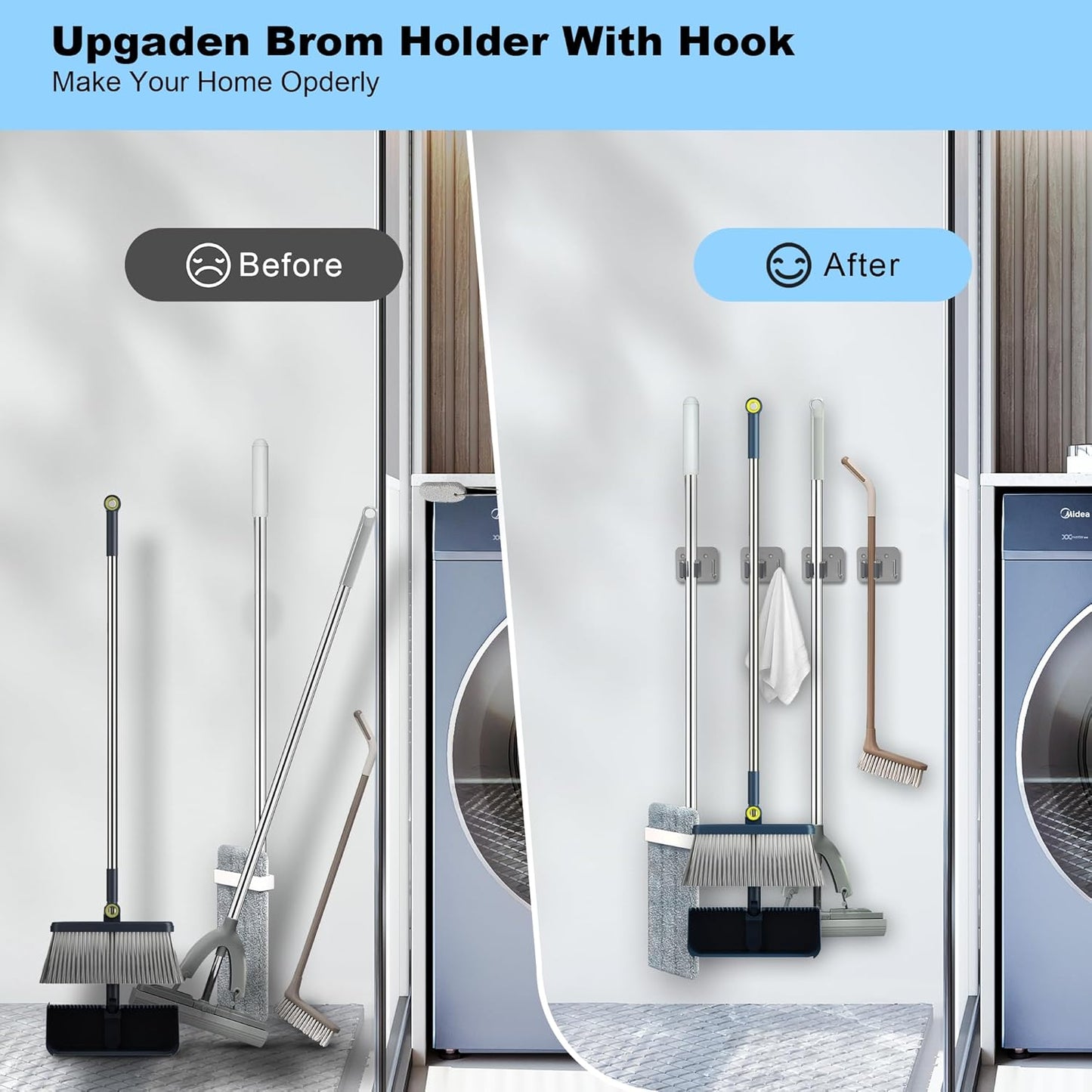 Mop Holder with Hook - 3 Pack