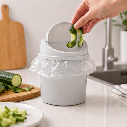 Mini Plastic Desktop Trash Can with Lid for Home Office