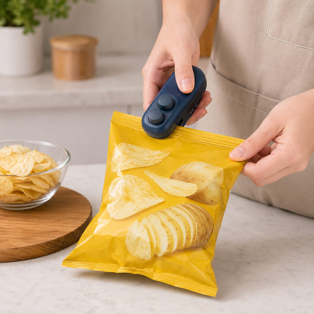 Chips Bag Vacuum Sealing Portable Machine Handheld USB Rechargeable For Food Storage Clip Bag Kitchen Gadgets
