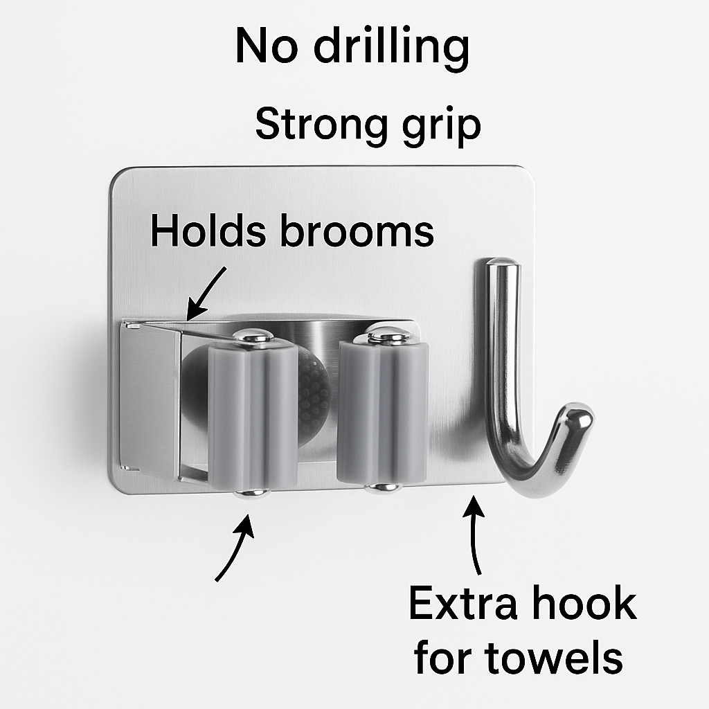 Mop Holder with Hook - 3 Pack