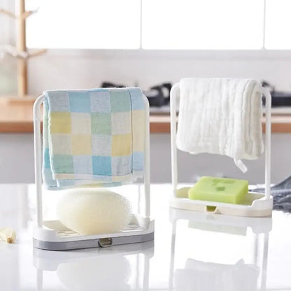 Kitchen Sponge Holder and Dishcloth Organizer Rack